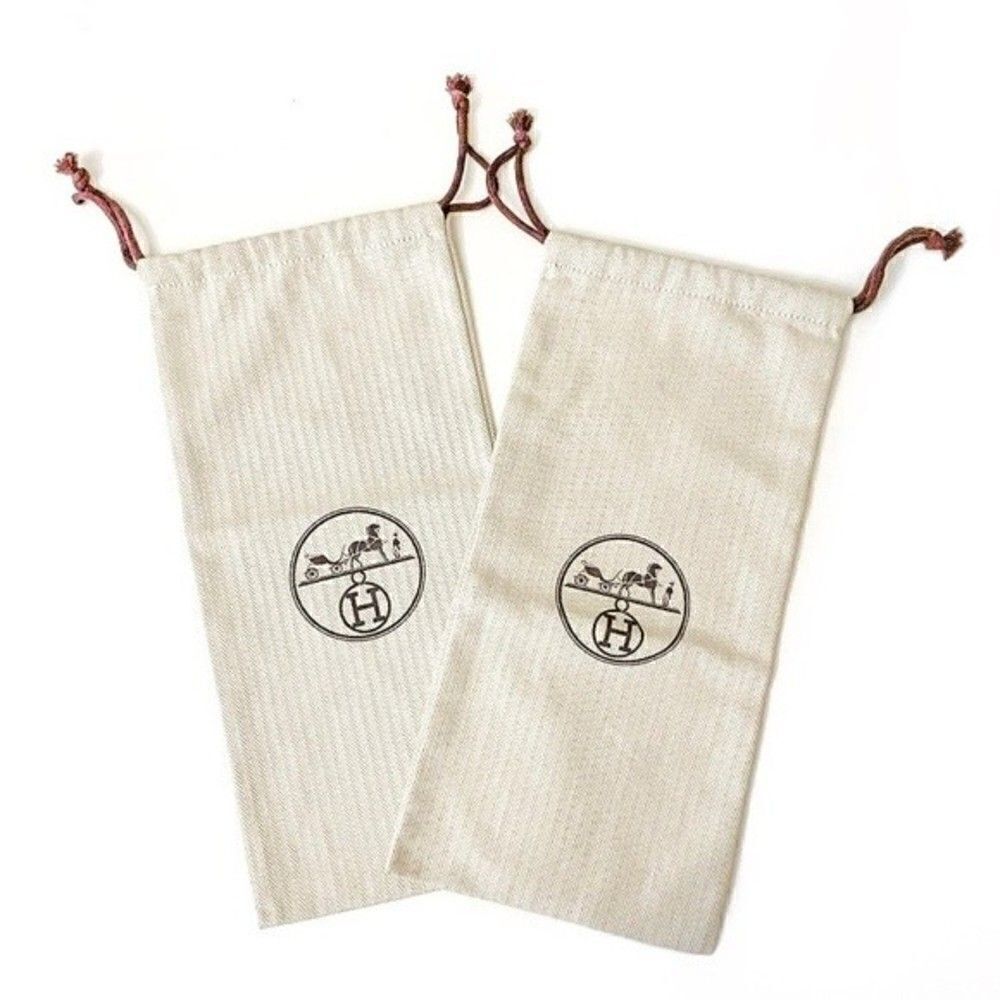 HERMÈS Set of 2 Shoe Dust Bags Drawstring NEW